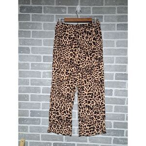 Soma Womens Straight Leg Pull On‎ Pants Large Brown Black White Animal Print M